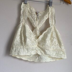 Free People Galloon Lace Racerback Bralette Cream Medium